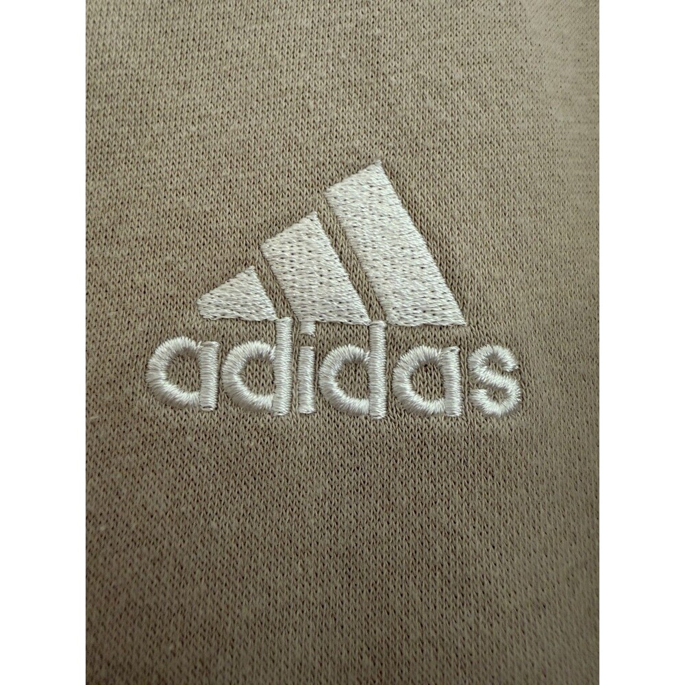 Adidas Men's XL Beige Tracksuit Set Jacket & Joggers Cotton Blend Zip Logo - Picture 9 of 9